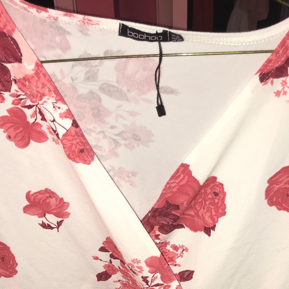 White and pink rose flower dress